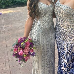 Prom/ Banquet Elegant Silver Dress